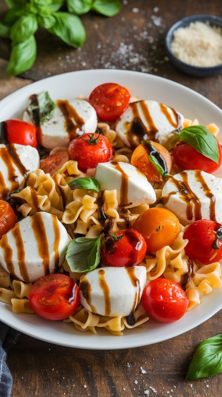 Caprese Pasta with Cherry Tomatoes and Basil