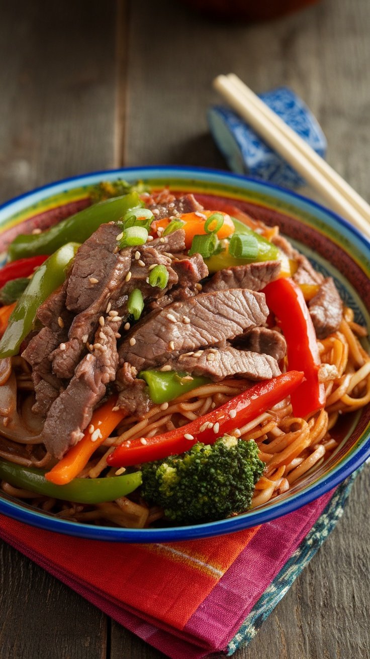 Savory Beef Stir Fry with Noodles