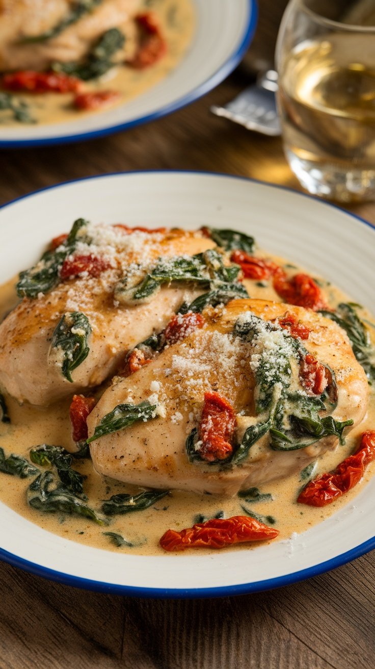 Savory Tuscan Chicken with Spinach and Sun-Dried Tomatoes
