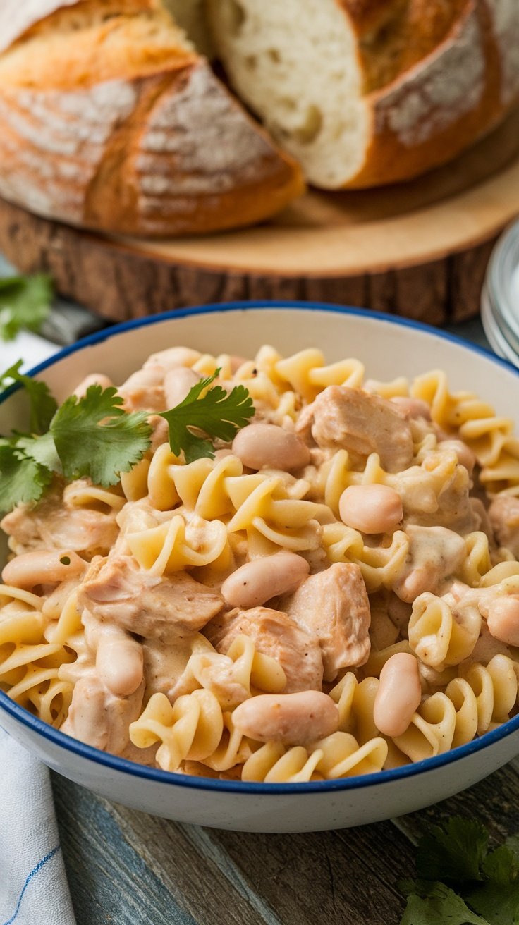 Creamy White Chicken Chili Pasta Recipe