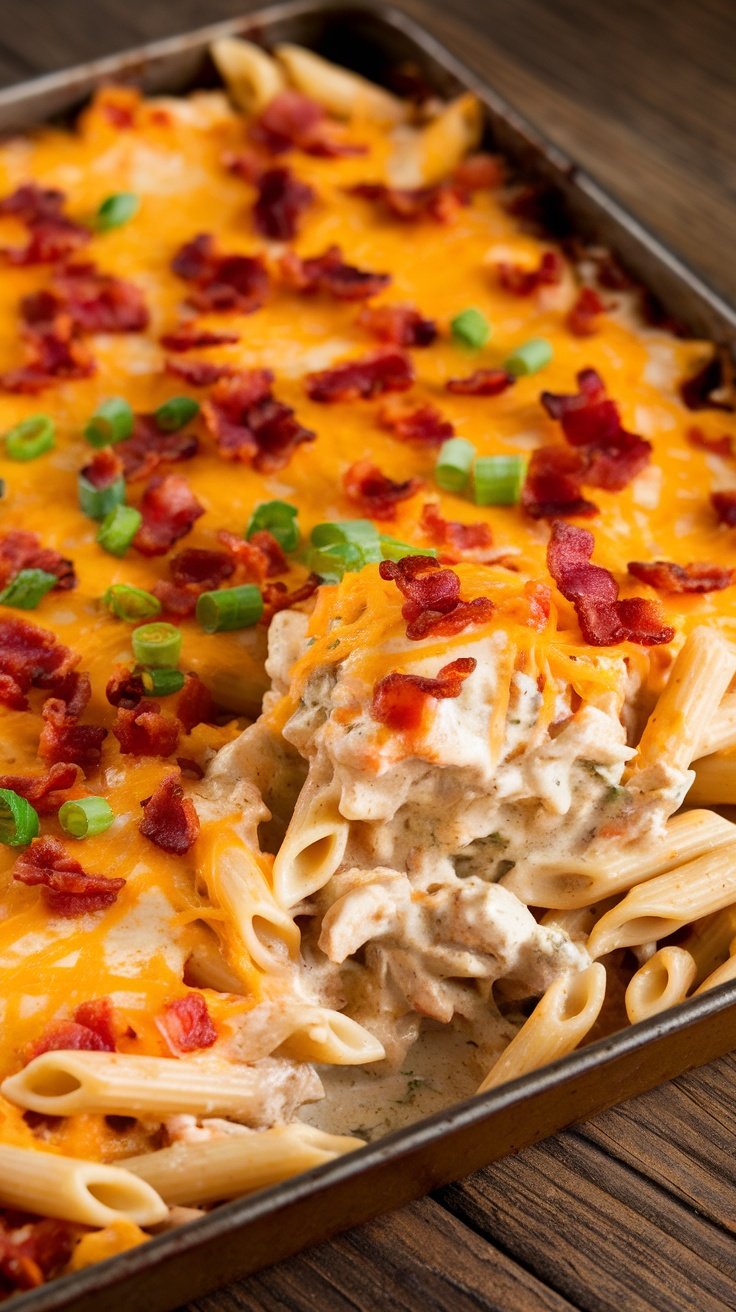 Creamy Chicken Bacon Ranch Pasta Bake